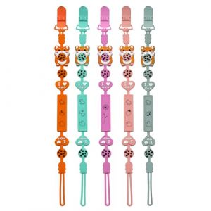 Clips personnalis&eacute;s en silicone pour t&eacute;tines de b&eacute;b&eacute;s filles et gar&ccedil;ons, cha&icirc;ne porte-t&eacute;tine avec nom, porte-t&eacute;tine en une seule pi&egrave;ce adapt&eacute; &agrave; la plupart des t&eacute;tines et jouets de dentition (Dongyaostore-EU, neuf)