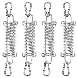 Vueinrg 4 Pièces Ressort de Tension avec Double Crochet, Ressort de Traction Tendeur Voile Ombrage avec 8 Pièces Mousqueton pour Bâche, Tente, Grille Métallique, Voile D'Ombrage, Auvent (YIDEGUANG, neuf)