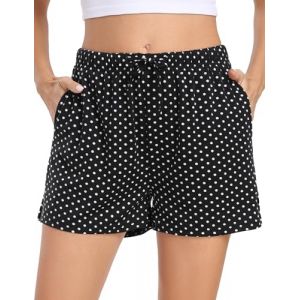 Lovasy Bas de Pyjama Femme Short de Pyjama d'été en Coton à Carreaux Léger Short de Nuit Grande Taille B Point de Vague L (Lovasy Direct, neuf)