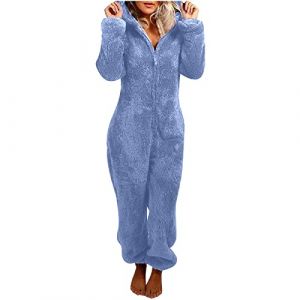 Combinaison Pyjama Femme Grenouillere Femme Combi Pyjama Tout En Un Chaud En Polaire,Combinaison Pyjama Barboteuse Polaire Capuche V&ecirc;Tement En Peluche Nuit Adulte Costume Loungewear Grenouill&egrave;Re, (LiCaiYinShua, neuf)