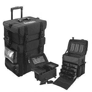 Mallette de Maquillage du Studio Kemier Roues Omni-directionnelles 2 en 1 &agrave; C&ocirc;t&eacute; Souple Professionnel, Mallette de Maquillage Artiste &agrave; roulettes, Organiseur de Cosm&eacute;tiques avec Tiroirs de Rangement (YONG CHENG SPORTS, neuf)