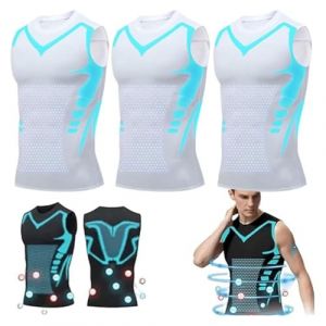 Debardeur Homme, D&eacute;bardeurs Compression Corset Amincissant Tee Shirt sans Manche Hommes Gyn&eacute;comastie Gaine Gilets Sport Mise Forme Ionique(C-White*3,XX-Large) (DEBADE, neuf)