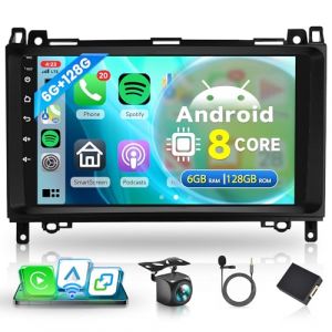6G+128G 8 Core Wireless Carplay Android 13 Autoradio pour Mercedes Benz A/B Class W169 W245 B200 W639 Viano W906 Sprinter 9 Pouces Autoradio Android Auto Navi GPS WiFi DSP 32EQ Bluetooth FM/RDS SWC (Rimoody Direct, neuf)