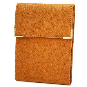 Charmoni - &eacute;tui Pochette Porte ch&eacute;quier Longue Pliant - Talon &agrave; Gauche - 3 emplacements Carte bancaire - 3 Plis - Compact - en Cuir Vachette - 10,5 cm X 14,5 cm (ZSF Camel) (Charmoni, neuf)