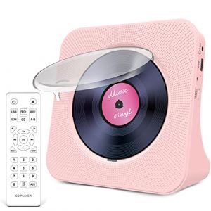 Greadio Lecteur CD Portable avec Bluetooth 5.0,CD-Musique-avec-Télécommande,Haut-Parleur Son HiFi,Protection Contre la poussière,Ecran LED,Radio FM,Supporte AUX/USB,Prise Casque pour Cadeau (Rose) (Gagablue-uk, neuf)