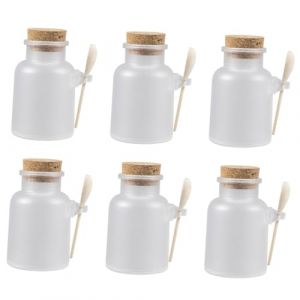 Gadpiparty 6 ensembles Set de Bouteilles Mat avec Bouchon Li&egrave;ge et Cuill&egrave;re Bois Pot Herm&eacute;tique pour Sel de Bain et Poudre de Masque Rangement Pratique pour Salle de Bain et Loisirs Cr&eacute;atifs (Waldenwde, neuf)