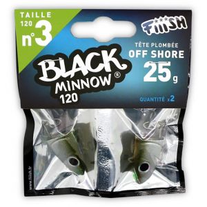 Fiiish Tete Plombee Off Shore Black Minnow No.3-25g - Kaki - BM002 (CARNASPORT, neuf)