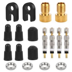 UKOFEW 18 Pièces Presta Valve Cores Obus,Valve Presta Set,Bouchon Valve Velo,Adaptateur Valve Velo,pour Application Pneu VéLo Réparation Vélos (camelorapi2, neuf)