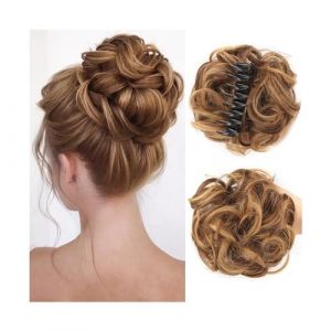 Postiches Cheveux Chignon Postiche synthétique à pince for Chignon salissant, postiche ondulée et bouclée, Extensions de queue de cheval, chouchou for femmes Postiche Chignon(9H19) (humeiouzhou2024, neuf)