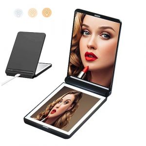 Miroir d'agrandissement avec léger pliable à 2 faces de voyage miroir de voyage USB RECHARAGEMABLE 1X et 2X CONDITEMENT DES LED MADEUP COMPACT POUR FILLES NOIR (hubeishengmaojinjiaoshangmaoyouxiangongsi, neuf)