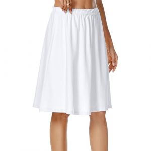 SHCNSJC Jupon sous Robe Femme Longue Jupe Cotton d'été Lingerie sous-vêtement Demi-Jupon Fond de Robe Elastique Petticoat，White S (SHCNSJC, neuf)