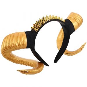VOSAREA Serrage-T&ecirc;te Cornes de Mouton Dor&eacute;es Accessoire Cosplay Halloween Punk Serrage-T&ecirc;te Animalier L&eacute;ger et Confortable pour F&ecirc;te Costum&eacute;e Coiffe Unique et R&eacute;utilisable (Kunsorwn, neuf)