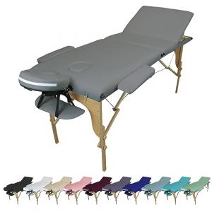 Vivezen - Table de Massage Pliante 3 Zones en Bois avec Panneau Reiki + Accessoires et Housse de Transport - Plusieurs Coloris (EGK Distribution, neuf)