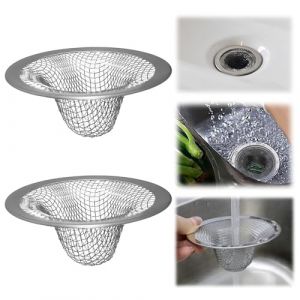 Nayyana Lot de 2 petits paniers de vidange en maille pour lavabo de salle de bain - Filtre de vidange pour linge, lavabo, canalisation, lavabo, camping-car, filtre de vidange en acier inoxydable (Durwie, neuf)