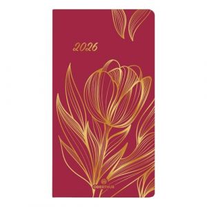 OBERTHUR - 1 Agenda Semainier de Poche ASTORIA - Dimension 9,5 x 17 cm - Janvier 2026 &agrave; D&eacute;cembre 2026 - Coloris Rouge Bordeaux - 2 Langues (Papeterie Libellus, neuf)