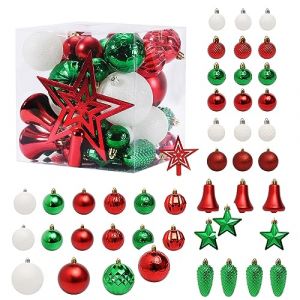 45 Pièce Boule de Noel,Decoration Noel Interieur Boule Noel Rouge,Boules de Noel Blanche,Vert Boules Noel,Decoration Noel Sapin Deco Noel Rouge et Blanc pour Noël, Anniversaire, fête de Mariage (Weisilu Directly, neuf)