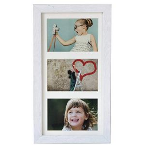 BD ART Cadre 18 x 35 cm Cadre Multi Photo pour 3 Photos 10 x 15 cm (Cadre triptyque), Blanc Rustique (BD ART, neuf)