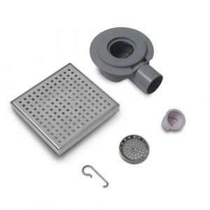 VANCOCO Carr&eacute; Siphon de Sol 150&times;150 mm, Grille d'&Eacute;vacuation en Acier Inoxydable, Caniveau de Douche &agrave; Siphon Rotatif 360&deg; R&eacute;glable, avec Clapet Anti-Odeur et Filtre Anti-Cheveux (Vancoco bathroom&garden, neuf)