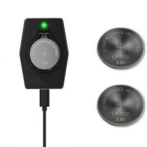 BenjiPower - Chargeur de Pile Plate Bouton Rechargeable (Batterie) pour LIR2016 LIR2025 LIR2032 (remplace CR2032 CR2025 CR2016) USB Type C (Chargeur avec 2 LIR2032) (BENJISHOPFRANCE, neuf)