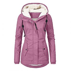 L9WEI Parka d'hiver mince pour femmes doubl&eacute; - Manteau d'hiver chaud - Veste d'hiver avec capuche - Parka &eacute;paisse - Veste d'ext&eacute;rieur pour femmes - Veste d'hiver l&eacute;g&egrave;re pour l'ext&eacute;rieur, Rose, M (HFGFIVG, neuf)