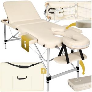 TecTake® Table de Massage Pliante Professionnelle 3 Zones Aluminium Cosmetique Lit de Massage Table Esthetique Tatouage Portable avec Repose Bras, Housse de Transport Incluse (Made4Home SAS, neuf)