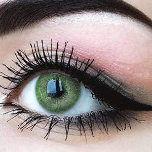 Glamlens lentilles de couleur vert naturelles colorées très haute opacité Jasmine Green + étuis à lentilles de contact I 1 paire (2 pièces) I DIA 14,00 I sans correction I 0,00 Dioptries (MeralenS, neuf)