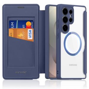 DUX DUCIS Coque Magn&eacute;tique pour Samsung Galaxy S25 Ultra avec MagSafe, &Eacute;tui Housse Anti-Rayures Anti-Choc [Bloqueur RFID], Flip &Eacute;tui en Cuir Housse Case pour S25 Ultra (Bleu) (Yisen Tech, neuf)