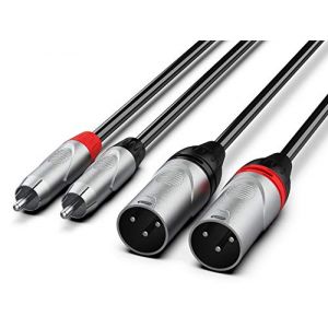 Audibax Pro Cable 2 XLR Macho a 2 RCA 3 Metros Negro (City Tienda, neuf)