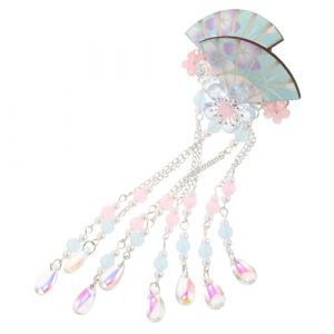 MOTHNUR 2 Pi&egrave;ces &Eacute;pingle &agrave; Cheveux &Eacute;ventail Japonais Style Kimono avec Fleur et Glands Barrette Forme &Eacute;ventail pour Femmes et Filles Accessoire Traditionnel Chinois pour Cosplay Mariage et (Huajiay, neuf)