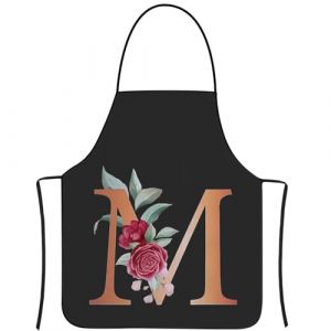 LECTNORE Tablier, Tablier Noir Pour Femme Tabliers De Cuisine Tablier Personnalis&eacute; Tablier Imperm&eacute;able Tablier De Cuisine Tablier De Chef Pour Femme Homme (1pcs-Lettres Orange M) (LECTNORE FR, neuf)