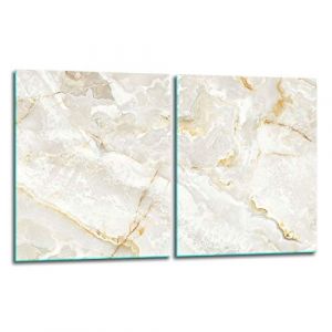 TMK ArtDeko Plaque de protection pour plaque de cuisson 2 pi&egrave;ces 40x52 cm - Pare-&eacute;claboussures & couvre-plaque &ndash; Protection de cuisini&egrave;re en verre de s&eacute;curit&eacute; &ndash; Robuste, hygi&eacute;nique & antid&eacute;rapant (TMK ArtDeko, neuf)