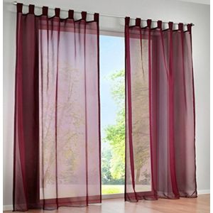SIMPVALE 2 Pcs Voile Rideaux Transparent a Passant Rideaux Fenetre Balcon en Tulle Largeur 140cm Vin Rouge Hauteur 145cm (SIMPVALE, neuf)