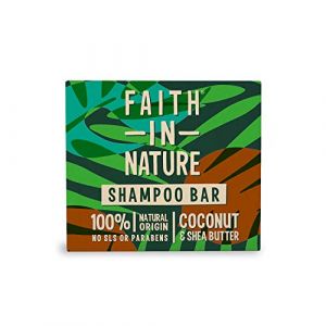 Faith in Nature Shampoing Solide Naturel à la Noix De Coco et au Beurre de Karité, Hydratant, Vegan et Respectueux des Animaux, Sans Parabènes ni SLS, Pour Cheveux Normaux à Secs, 85g (TAM HOME, neuf)
