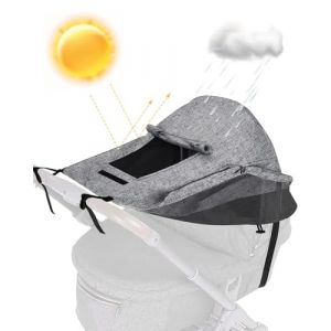 MOXTOYU Pare Soleil Poussette Universelle avec Toit Ouvrant Ventilé, Pare-Soleil Poussette Bébé Anti-UV Imperméable, Canopy Auvent Pare Soleil pour Nacelle Landau avec Sac de Rangement, Gris (A CITY Limited SJC, neuf)