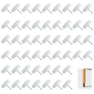 50 PCS Patins Glisseurs en Plastique avec Clou, 20 mm Patins Chaise a Clouer pour Meubles Patin Glisse Rond Anti Bruit pour Chaise Tableau Bureau Salon Chambre Etude, Blanc (Zifukeji, neuf)