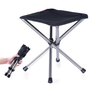 Azarxis Tabouret Pliant Camping Si&egrave;ge de P&ecirc;che Tr&eacute;pied Pliable Petit Tabouret T&eacute;lescopique Portable L&eacute;ger pour Randonn&eacute;e Voyage Plage BBQ (Noir - S) (Azarxis (FR), neuf)