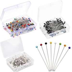 Épingles Couture, 300 Pièces Epingle Couture Droites de 38mm avec Tête en Verre Colorée, Épingles à Coudre pour Couturière, Bijoux, Bricolage Décoration, Couture et D'Artisanat (Luyi LiDE, neuf)