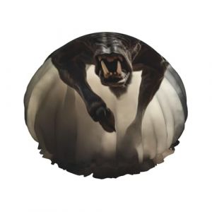 Bonnet de douche pour femme avec imprimé crâne de taureau - Bonnet de douche élastique réutilisable - Bonnet de douche double couche (guopei826, neuf)