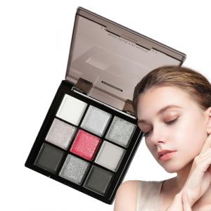 Palette de maquillage noir, fard à paupières smokey noir - Palette de maquillage pour les yeux de couleur gris argenté | Mélanges, 9 couleurs, à paupières ss, durable pour Halloween, mascarade (funanda25, neuf)