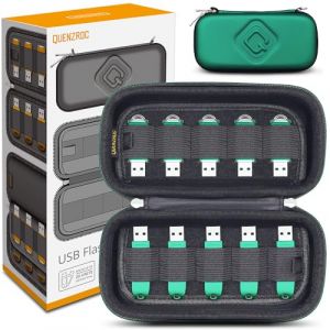 QUENZROC Etui de Rangement pour Organiser et Ranger 20 Clés USB - Pochette Rigide - Édition Spéciale Verte (Sisma Europe, neuf)