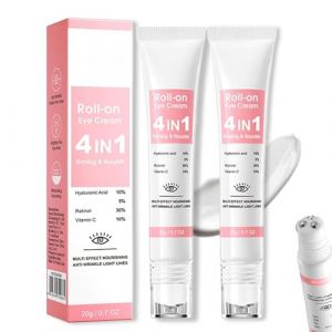 Crème contour des yeux raffermissante 20g,Roll-on 4 en 1 Crème Anti Cernes et Rides Instantané,Instant Iift Plus Cernes avec acide hyaluronique, rétinol, vitamine C,Removes Bags, Dark Circles (2) (EnviableVB, neuf)