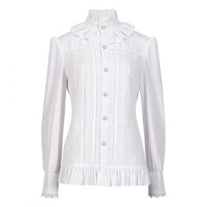 Chemise Victorienne pour Femme Gothique Steampunk Chemisier &agrave; Volants Vintage Manches Longues Haut Blouse Chic et &Eacute;l&eacute;gant Renaissance Pirate Top Soir&eacute;e Bal Party Printemps &Eacute;t&eacute; Mode (GUnakd, neuf)