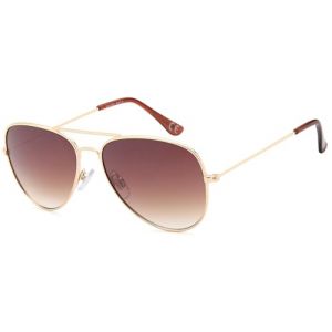 styleBREAKER 09020059 Lunettes de pilote pour enfant avec monture en acier inoxydable miroir ou teintées, Monture doré/verre marron dégradé, Taille unique (styleBREAKER, neuf)