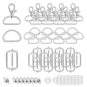 50pcs Mousqueton sac a Main Mercerie couture accessoire Sangle couture Boucles sac &agrave; dos Mousqueton Pivotant Couture Anneau sac a main Attache sac Pivotant Snap Crochets avec Aimant (Argent 32mm) (wodemeilon, neuf)