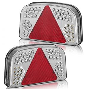 DARKGUARD Feux Arri&egrave;re Remorques Led 12v, Marque E,7Fonctions,2pcs Imperm&eacute;able Feu Remorque Led avec &Eacute;clairage de Plaque avec Feu de Recul avec Feu Antibrouillard Etanchepour Remorques Camion (DARKGUARD, neuf)