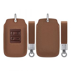 kwmobile Accessoire Clef de Voiture Compatible avec Renault Smart Key 4-Bouton (Keyless Go Uniquement) - Coque de cl&eacute; de Voiture en Simili Cuir et Simili Daim - Marron Clair-Marron (SX-Commerce, neuf)
