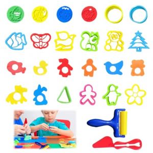 26 Pièces Play Dough Modeler Kit, Accessoires Pâte à Modeler, Outils de Modelage pour Pâte à Modeler, Accessoire Pâte, Moules, Forme, Rouleau à Pâtisserie Cadeau pour Filles Garçons (candy27seven, neuf)