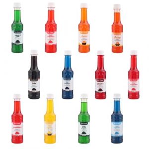 Sirop de ma&iuml;s glac&eacute;,sans granit&eacute;,tropical,chewing-gum rose,pi&ntilde;a colada,cola,cerise,citron et citron vert,orange,framboise bleue,pomme aigre,chewing-gum bleu,fraise,limonade rose 250 ml (12 par paquet) (Vedhealthcare, neuf)