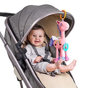 Bébé Activité Suspension Jouet, Siège de voiture Poussette Jouet,Bébé Sensoriel Doux Jouet,Cheval Rose Animal en Peluche Jouets Hochet Cadeau pour Nouveauxnés, Garçons et Filles 0 3 6 9 12 mois (Kids Toys Care, neuf)