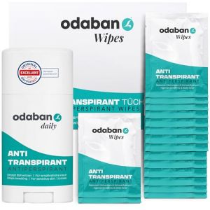 odaban Sensitive Kit anti-transpiration au niveau des aisselles avec bâtonnets anti-transpirants odaban et lingettes anti-transpiration pour homme et femme (Hydonis, neuf)